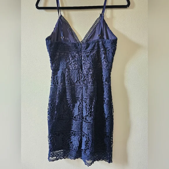 Wedding Navy Blue Lacey Dress - Picture 3 of 3